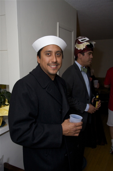 Torrell had no costume until he stole the hat from a man with an unusual voice and a stick thin girlfriend. halloween0906.jpg