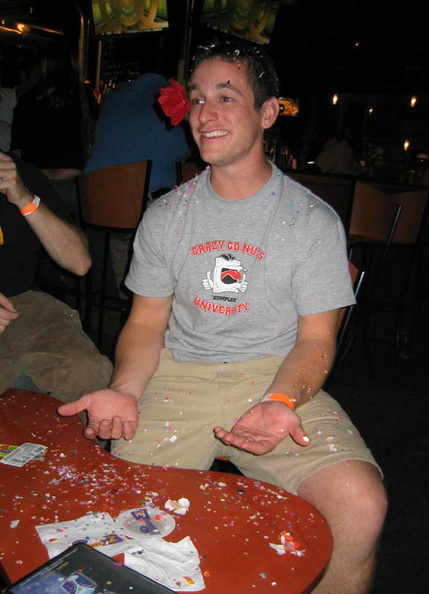 Alex's offer of marriage to the bouncer was soundly rejected when his 'engagement egg' was unceremoniously smashed on his head. aar.jpg